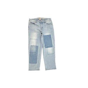 LOGO Boyfriend Patch Detail Women's size 6P Light Wash Blue Denim Jeans